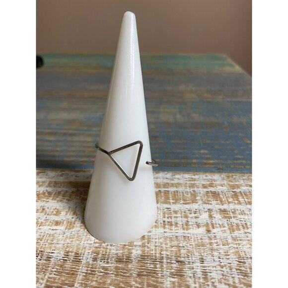 Triangle Open Silver Ring Geometric Minimalist Design - Picture 1 of 3